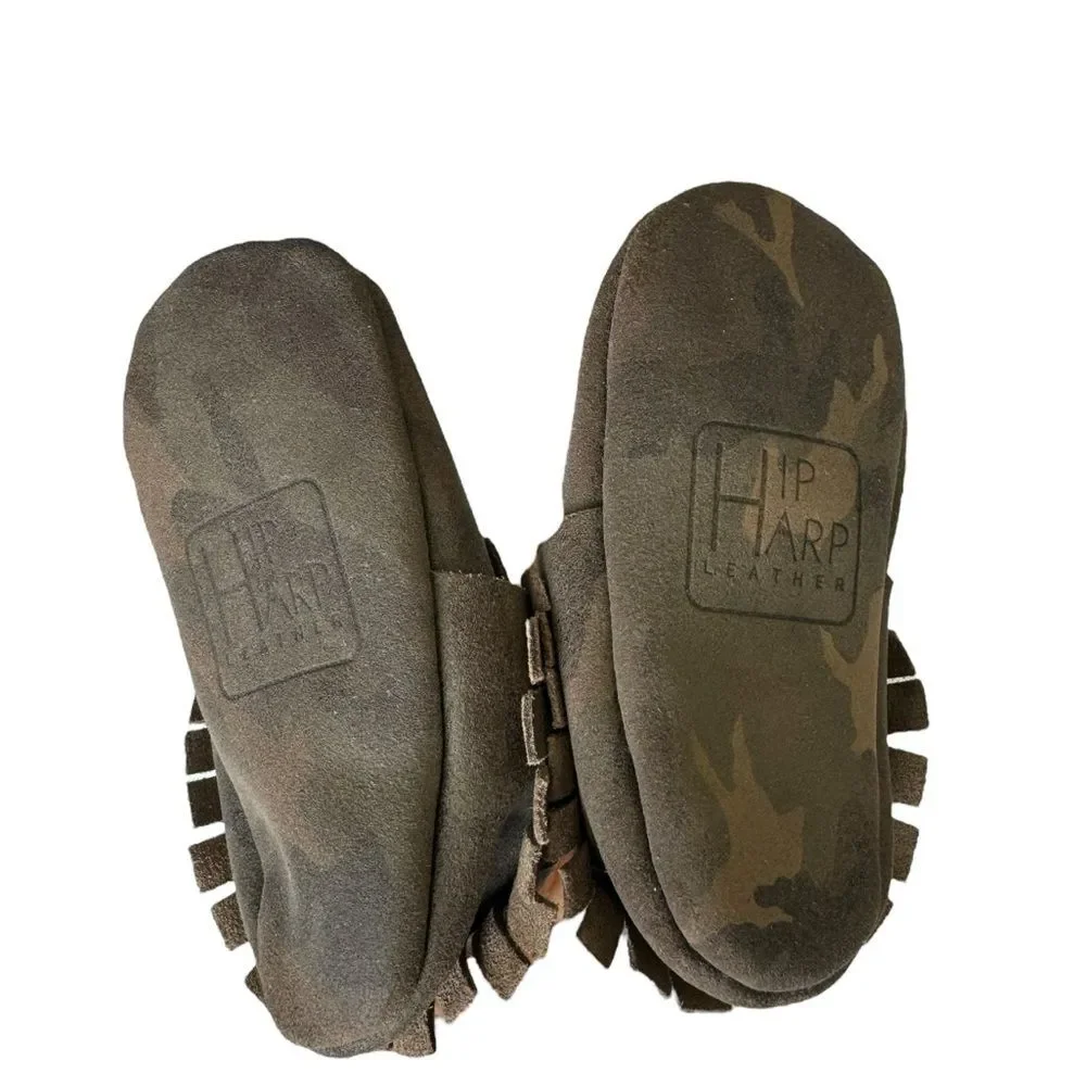 Hip Harp Leather Baby Moccasin Trainer Shoe Fringe Size 3/4